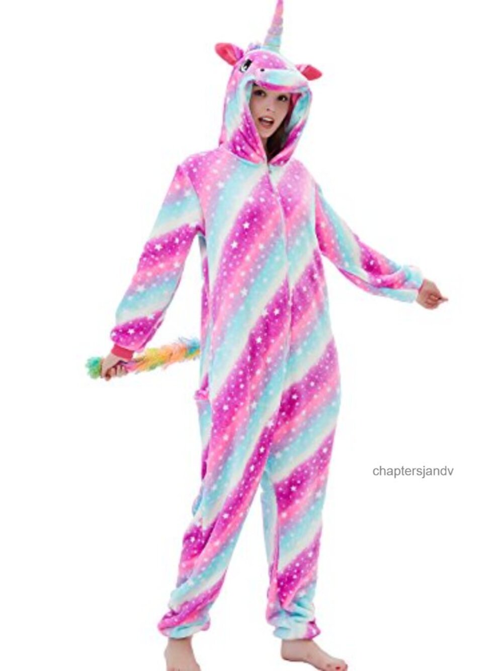 Fleece Unicorn Onesie Pajamas Adult Cartoon Animal Cosplay Costume Hooded
